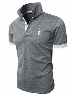 GHYUGR Poloshirt Herren Einfarbig Stickerei Kurzarm Polohemd Grau