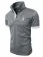 GHYUGR Poloshirt Herren Einfarbig Stickerei Kurzarm Polohemd S-XXL,Grau 1,M