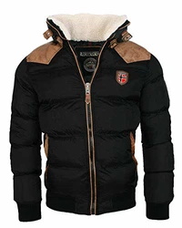 Geographical Norway Winterjacke Designer Herren Stepp Jacke [GeNo-31] Schwarz