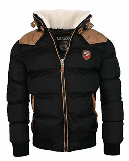 Geographical Norway Winterjacke Designer Herren Stepp Jacke [GeNo-31] Schwarz