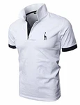 GHYUGR Poloshirt Herren Einfarbig Stickerei Kurzarm Polohemd Weiß