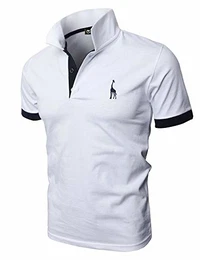 Poloshirt Herren Einfarbig Stickerei Kurzarm Polohemd S-XXL,Weiß,M
