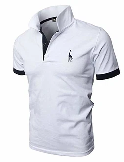 GHYUGR Poloshirt Herren Einfarbig Stickerei Kurzarm Polohemd Weiß