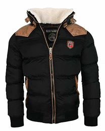 warme Winterjacke Designer Herren Winter Stepp Jacke [GeNo-31-Schwarz-Gr.M]