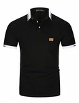 GHYUGR Herren Poloshirt Basic Kurzarm Polohemd Schwarz