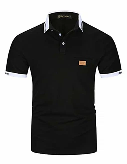 GHYUGR Herren Poloshirt Basic Kurzarm Polohemd Schwarz GHYUGR Herren Poloshirt Basic Kurzarm Polohemd Schwarz
