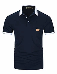 GHYUGR Herren Poloshirt Basic Kurzarm Polohemd Blau