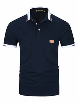 GHYUGR Herren Poloshirt Basic Kurzarm Polohemd Blau