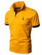 GHYUGR Poloshirt Herren Einfarbig Stickerei Kurzarm Polohemd S-XXL,Gelb,M