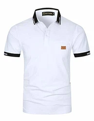 GHYUGR Herren Poloshirt Basic Kurzarm Polohemd Weiß