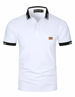 GHYUGR Herren Poloshirt Basic Kurzarm Polohemd Weiß