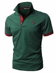 GHYUGR Poloshirt Herren Einfarbig Stickerei Kurzarm Polohemd Grün
