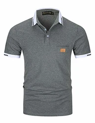 GHYUGR Herren Poloshirt Basic Kurzarm Polohemd Grau
