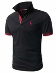 GHYUGR Poloshirt Herren Einfarbig Stickerei Kurzarm Polohemd Schwarz