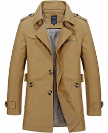 Herren Winter Mäntel Trägershirt Trenchcoat, Am058-darkkhaki, M