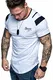 REPUBLIX Oversize Doppel Farbig Logo Herren Slim-Fit Crew Neck Basic T-Shirt Rundhals R29 Weiß/Navyblau M