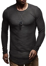 Herren Pullover Rundhals-Ausschnitt Schwarzer Männer Longsleeve dünner Pulli Sweatshirt Langarmshirt Crew Neck Jungen Hoodie T-Shirt Langarm Oversize LN8133 Anthrazit Medium