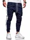 behype. Herren Lange Trainingshose Jogging-Hose Sport-Hose Zipper Side-Stripe 60-0361 Navy M