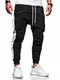 behype. Herren Lange Trainingshose Jogging-Hose Sport-Hose Zipper Side-Stripe 60-0361 Schwarz-Weiß M