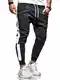 behype. Herren Lange Trainingshose Jogging-Hose Sport-Hose Zipper Side-Stripe 60-0361 Dunkelgrau-Weiß M