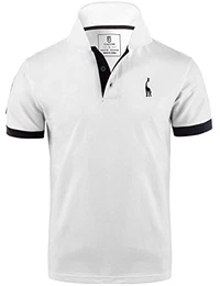 Herren Poloshirt Einfarbig Basic Kurzarm Polohemd T1-Weiß M