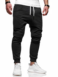 . Herren Lange Trainingshose Jogging-Hose Sport-Hose Basic 60-0341 Schwarz L