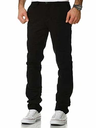 Amaci&Sons Herren Regular Slim Stretch Chino Hose Fit 7009-10 Schwarz