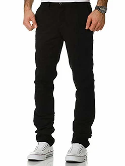 Amaci&Sons Herren Regular Slim Stretch Chino Hose Fit 7009-10 Schwarz