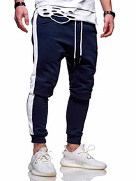 . Herren Lange Trainingshose Jogging-Hose Sport-Hose mit Side-Stripe 60-0351 Navy M