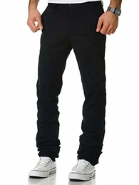 Herren Regular Slim Strech Chino Hose Fit 7009-10 Navyblau W32/L32