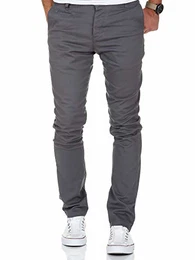 Herren Slim Fit Stretch Chino Hose Jeans 7100 Dunkelgrau W32/L32