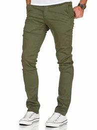 Herren Slim Fit Stretch Chino Hose Jeans 7010-09 Olive W32/L32