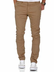 Amaci&Sons Herren Slim Fit Chino Hose Jeans 7100 Beige