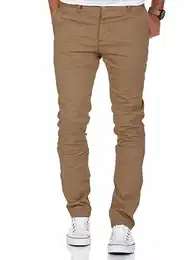 Herren Slim Fit Stretch Chino Hose Jeans 7100 Beige W32/L32
