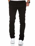 Amaci&Sons Herren Slim Fit Chino Hose Jeans 7100 Schwarz