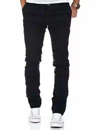 Herren Slim Fit Stretch Chino Hose Jeans 7100 Navyblau W32/L32