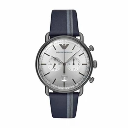 Herren Chronograph Quarz Uhr mit Leder Armband AR11202