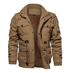 TACVASEN Herren Winterjacke Bomberjacke Mantel Khaki