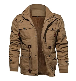 TACVASEN Herren Winterjacke Bomberjacke Mantel Khaki