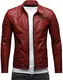 Crone Epic Herren Lederjacke Cleane Basic Jacke Rindsleder (M, Heavy Washed Rot)