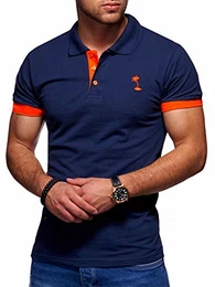. Herren Kurzarm Basic Kontrast Polo-Shirt 20-0337 Navy M