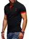 behype. Herren Kurzarm Basic Kontrast Polo-Shirt 20-0337 Schwarz-Rot M