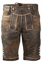 Bayerische Traditionelle Krachlederne Kurze Lederhose Jan Gr. 44-64 (50)
