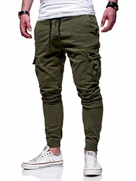. Herren Cargo Chino-Hose Jogger Jeans-Hose 80-8393 Khaki W32