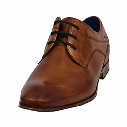 Herren Business Halbschuh aus Hochwertigem Leder, Derby mit Eleganter Liniengestaltung, Cognac, 41 EU