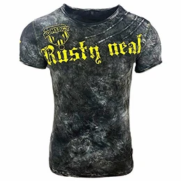 Rusty Neal Herren T-Shirt NO Mercy Waschung Washed Rundhals RN-15156-1, Größe:L, Farbe:Anthrazit
