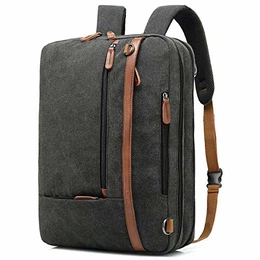 umwandelbar Aktentasche Rucksack Messenger Bag 15,6 Zoll Laptoptasche Herren Business Umhängetasche Mehrzweck Arbeitastasche Reisen Backpack Notebook Schultertasche(Canvas Schwarz)