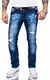Rock Creek Herren Jeans Hose Regular Slim Stretch Jeans Herrenjeans Herrenhose Denim Stonewashed Basic Stretchhose Raw RC-2142 Blau W32 L32