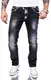 Rock Creek Herren Jeans Hose Regular Slim Stretch Jeans Herrenjeans Herrenhose Denim Stonewashed Basic Stretchhose Raw RC-2143 Schwarz W30 L30