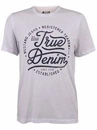 Herren T-Shirt Rundhals Kurzarm Logo Print Baumwolle Schwarz Weiß Blau Grau S M L XL 2XL 3XL, Größe: M, Ausführung: 1st in Europe (General White)